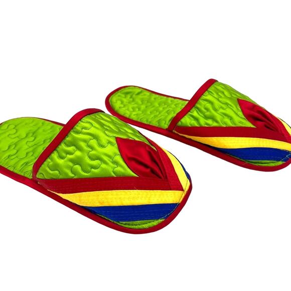 HANDMADE Colorful Spring Summer Satin Asian House Slippers NEVER WORN SZ 7.5 - Picture 2 of 7